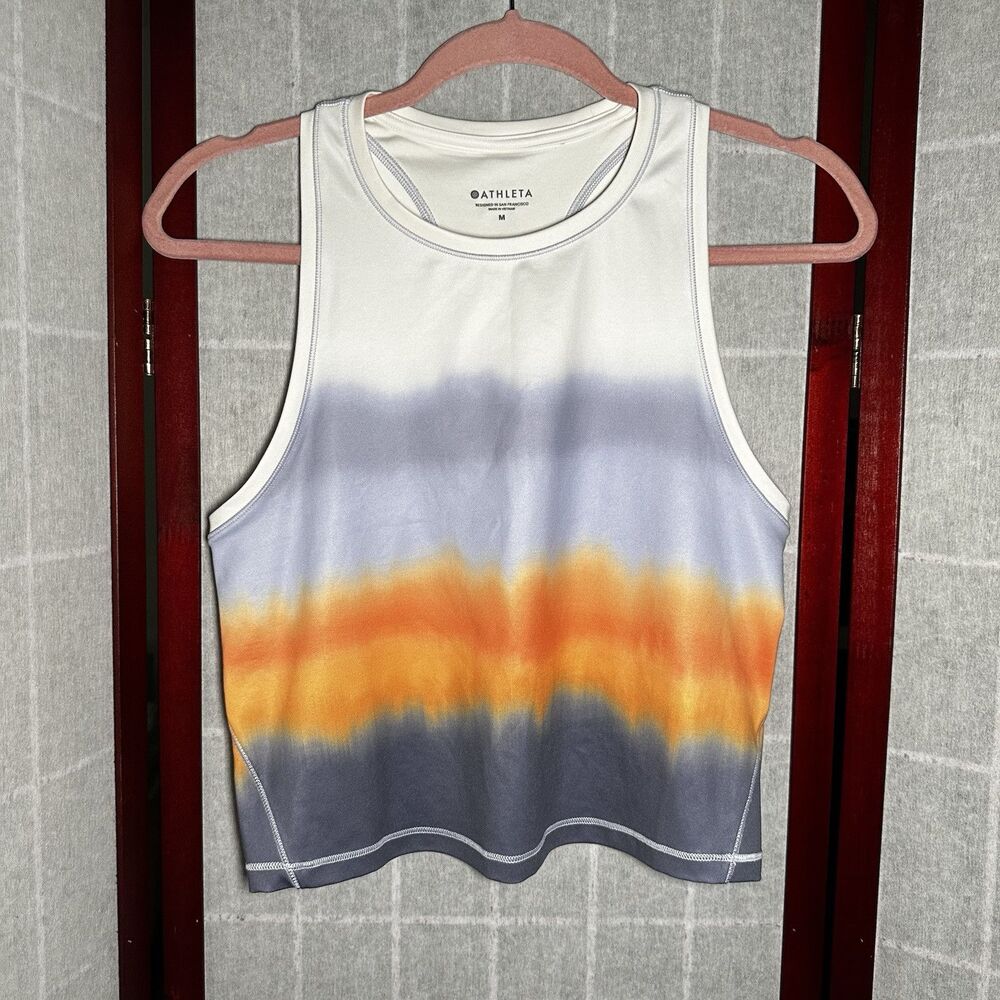 Athleta Shanti Printed Crop Activewear Tie Dye Tank Top Size M